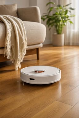 Robot aspirator JONR P20 Pro curățând o pardoseală de stejar în living