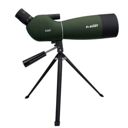 Lunetă terestră SVBONY 25-75x70 montată pe mini trepied — foto reală